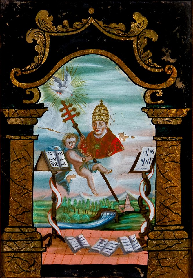 Hinterglasbild Hl Gregor Tirol