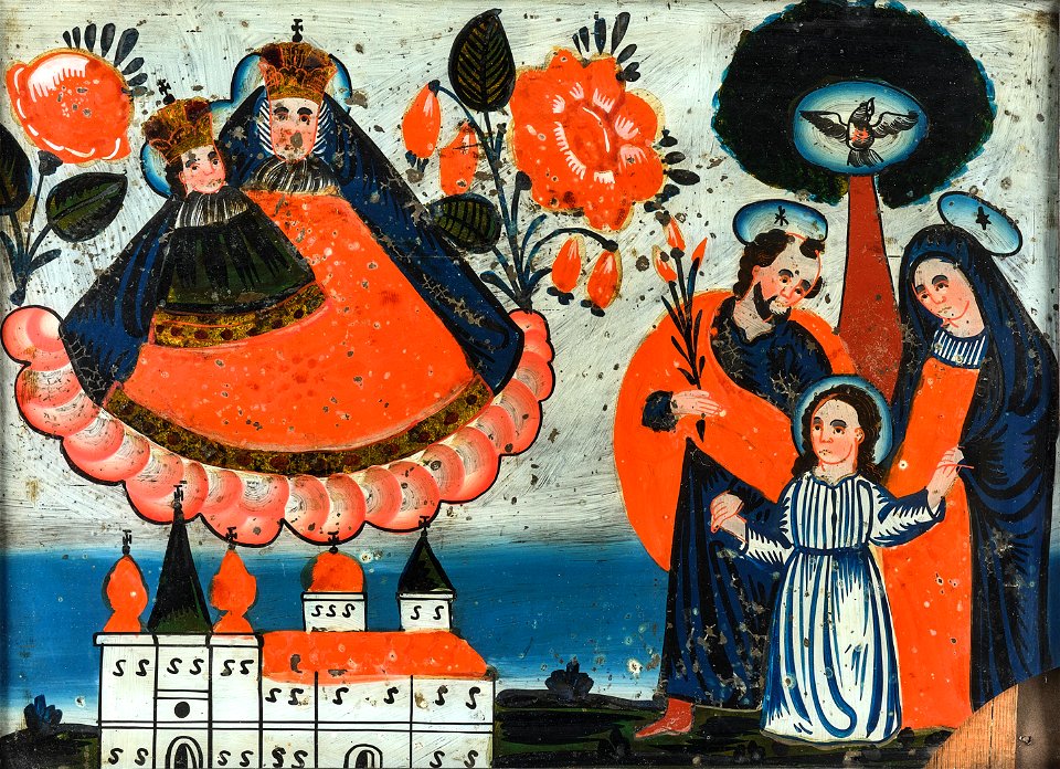 Hinterglasbild Sandl Mariazeller Madonna und Hl Wandel