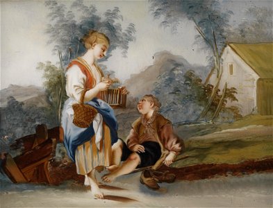 Hinterglasbild Augsburg 18Jh Ländliche Szene 1