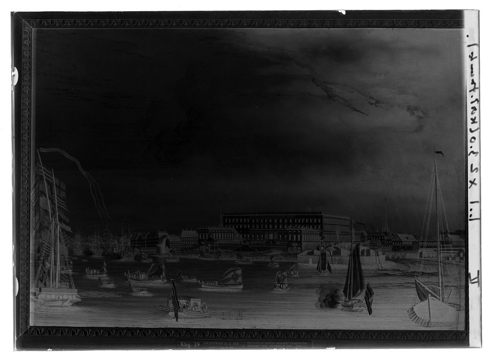 Hilleström - stadsvy H E Charlottas intåg 1774 - Livrustkammaren - 61301-negative