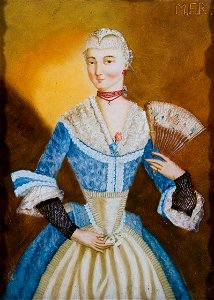 Hinterglasbild Barockdame mit Fächer