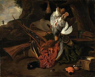 Hinrich Stravius naar Melchior d' Hondecoeter - Jachtstilleven met fazant, patrijs en goudvink - NM 1074 - Nationalmuseum