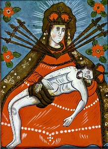 Hinterglasbild Pieta Mähren c1820