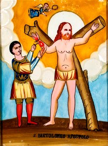 Hinterglasbild S Bartolomeo Apostolo Neapel 19Jh