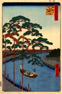 Hiroshige, Five pines, Onagi Canal, 1856