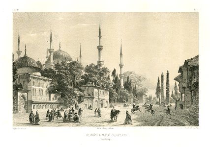 Hippodrôme et Mosquée du Sultan Ahmet Constantinople - Flandin Eugène - 1853