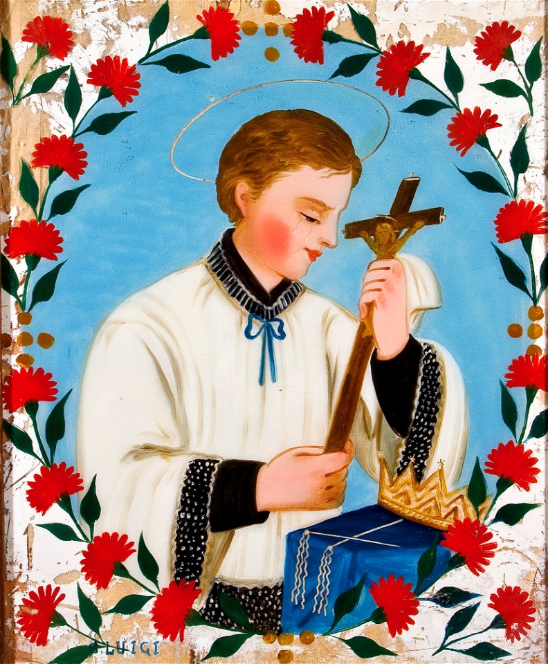 Hinterglasbild San Luigi (Aloysius) Neapel 19Jh