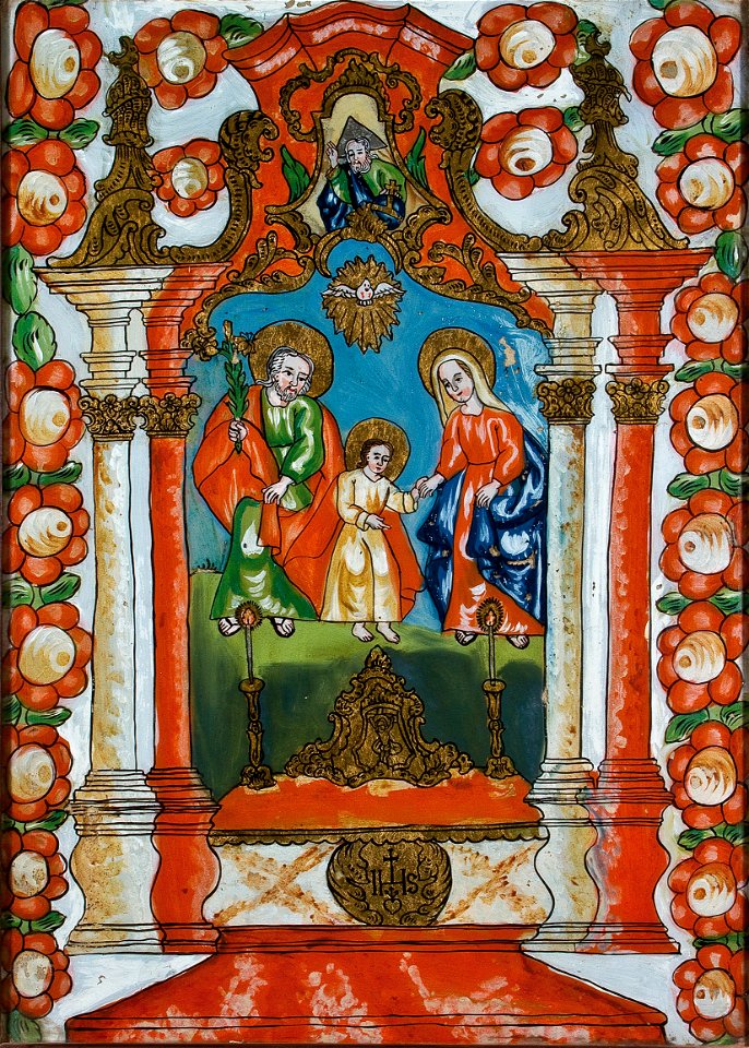 Hinterglasbild Heiliger Wandel Mähren c1800