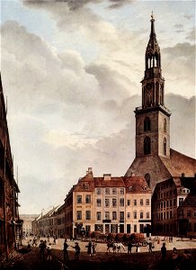 Johann Heinrich Hintze - Berlin, Neuer Markt mit Marienkirche. Free illustration for personal and commercial use.