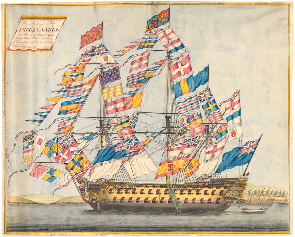 His Majesty's Ship Impregnable on the 17th August 1789, when their Majesties and Princesses honord her with a Visit RMG PY0749