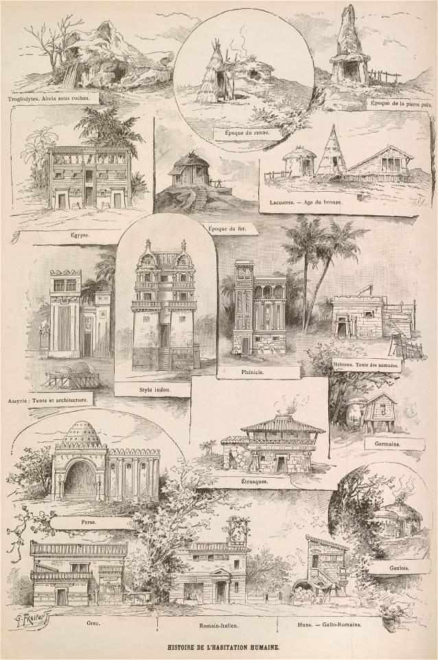 Histoire de l'habitation humaine, Constructions édifiées par Charles Garnier A