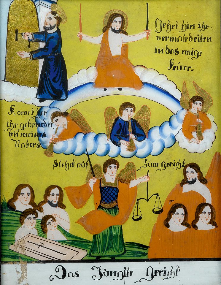 Hinterglasbild Sandl Jüngstes Gericht 19Jh