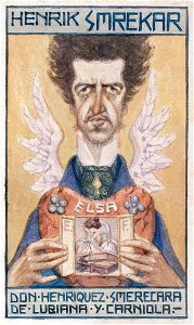Hinko Smrekar - Lastna podoba z angelskimi perutmi, (1910)
