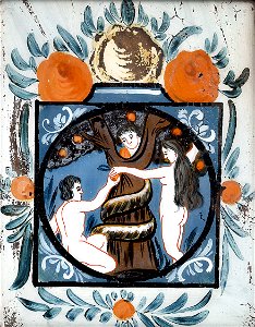 Hinterglasbild Außergfield Adam und Eva 19Jh