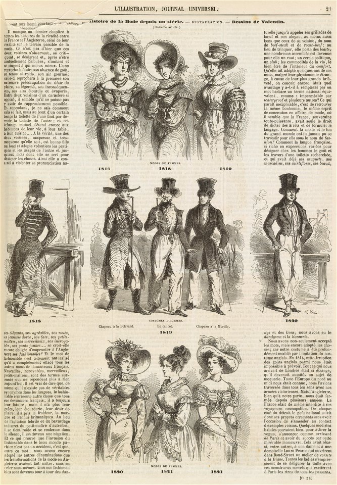 Histoire de la mode depuis un siècle. Restauration