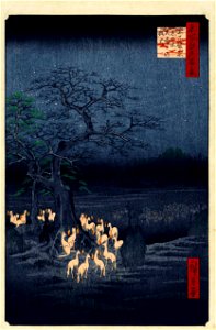 Hiroshige, New Year's Eve foxfires at the changing tree, Oji, 1857