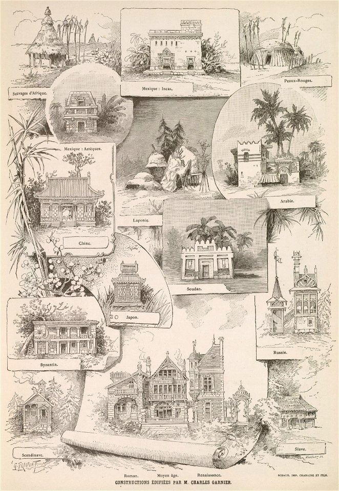 Histoire de l'habitation humaine, Constructions édifiées par Charles Garnier B