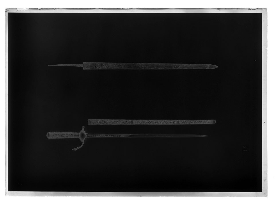 Hirschfängarklinga, kortsvärd - Livrustkammaren - 77521-negative