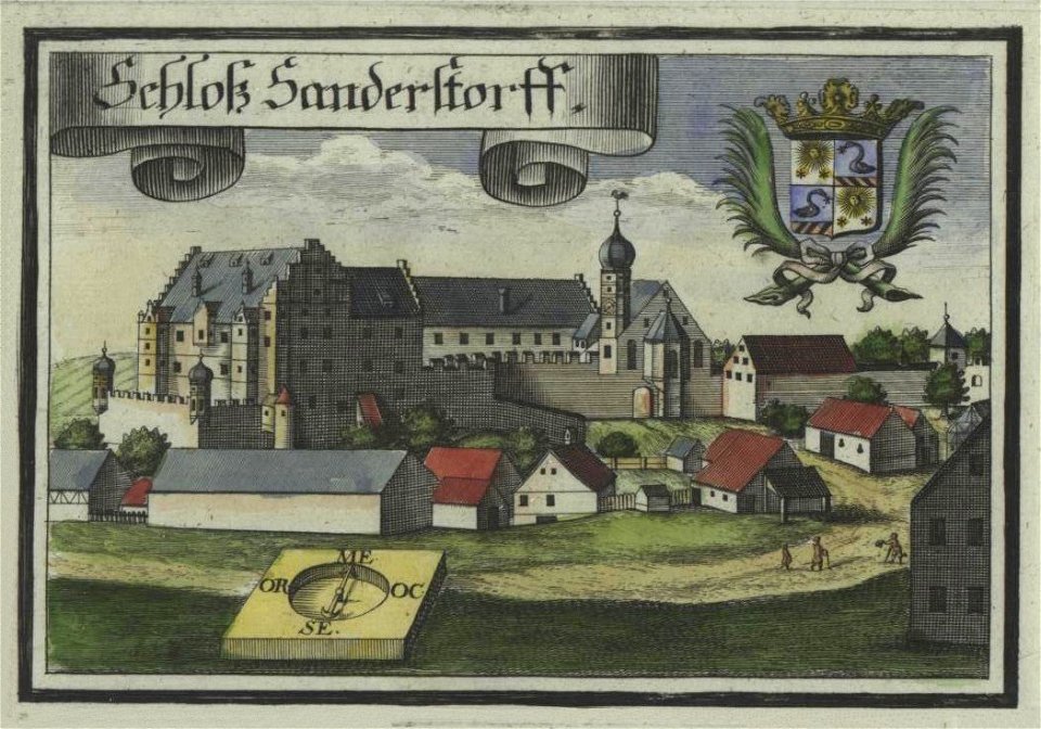 Historische Ansicht von Sandersdorf nach Kupferstich von Wening