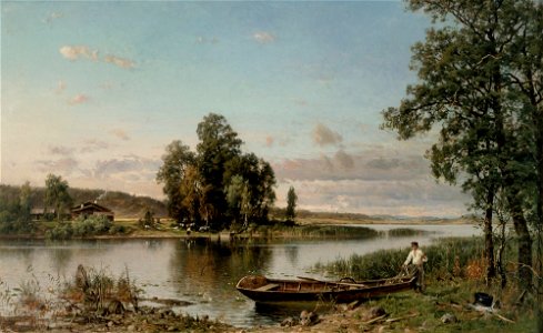 Hjalmar Munsterhjelm - Lake Landscape from Häme. Free illustration for personal and commercial use.