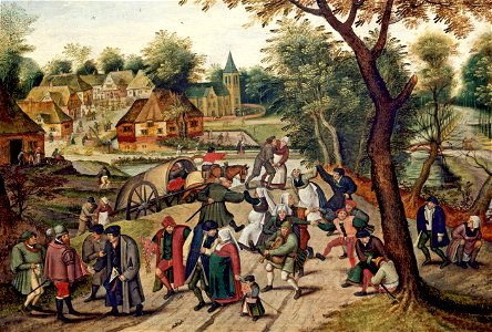 Hjemturen fra Kermesse (Brueghel the Younger). Free illustration for personal and commercial use.