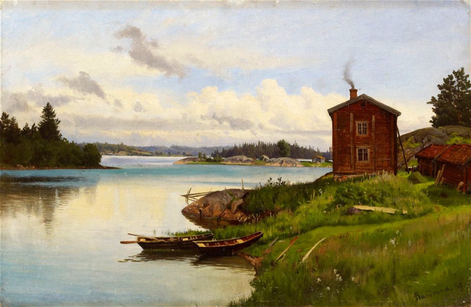 Hjalmar Munsterhjelm - Aihe Barön salmesta, harjoitelma - A II 865-4 - Finnish National Gallery