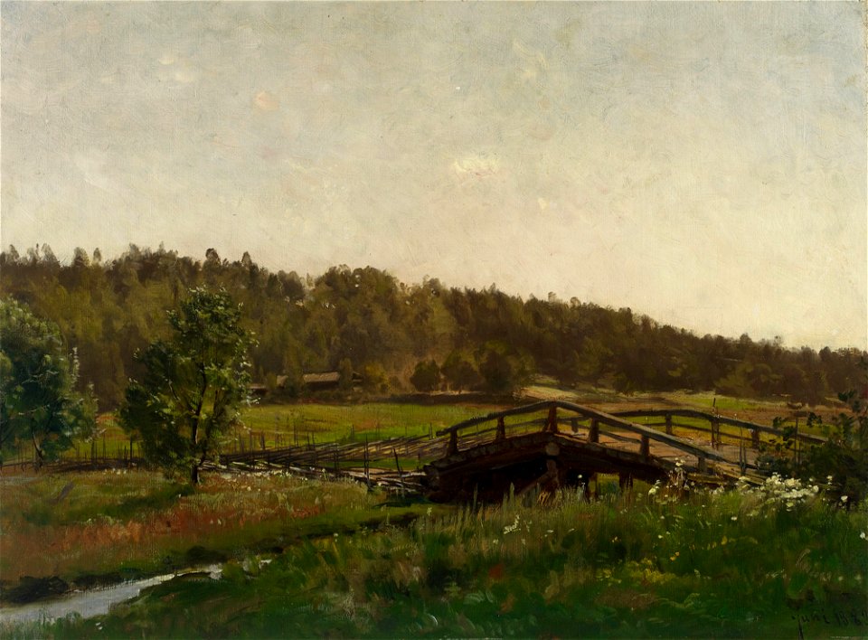 Hjalmar Munsterhjelm - Niittypuron yli johtava silta - A II 1178 - Finnish National Gallery