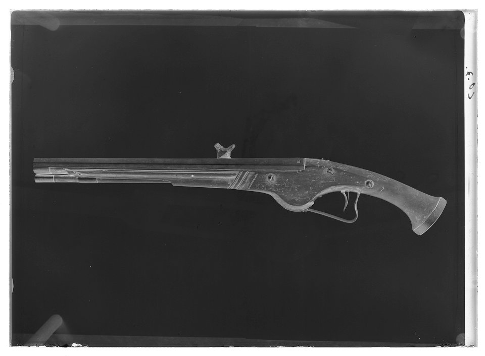 Hjullåspistol, Holland eller Baltikum ca 1630. Gustav II Adolfs pistoler vid Lützen 1632 - Livrustkammaren - 77988-negative