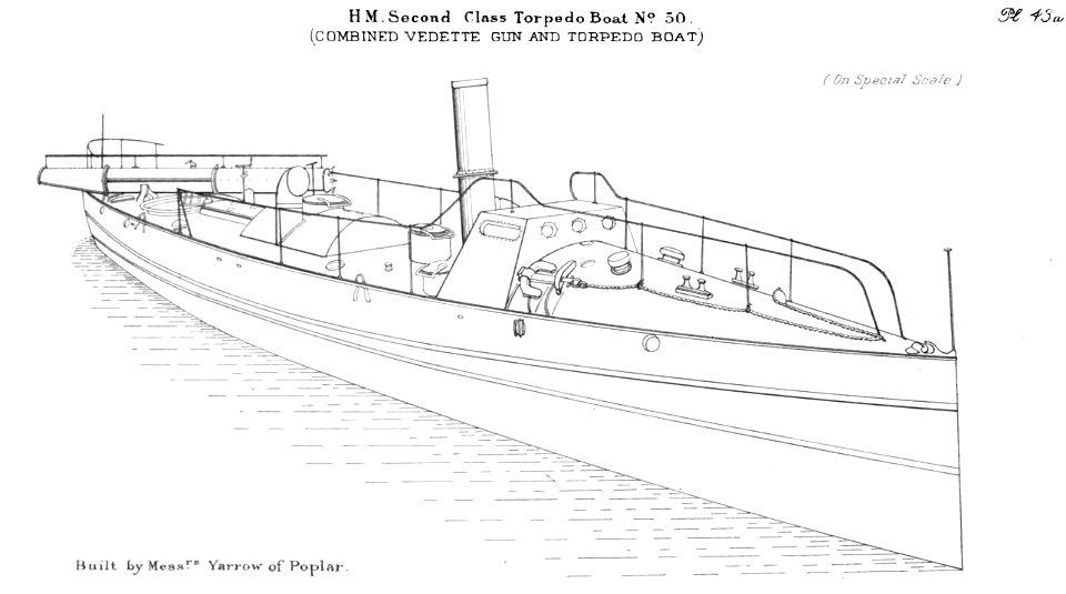 HM Second Class Torpedo Boat No. 50 - Brassey's Naval Annual 1888-9. Free illustration for personal and commercial use.