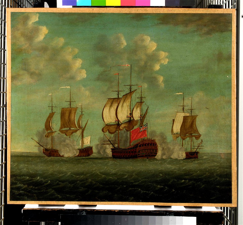 HMS Centaur chasing the Vaillant and Amethyste, January 1760 RMG BHC0403