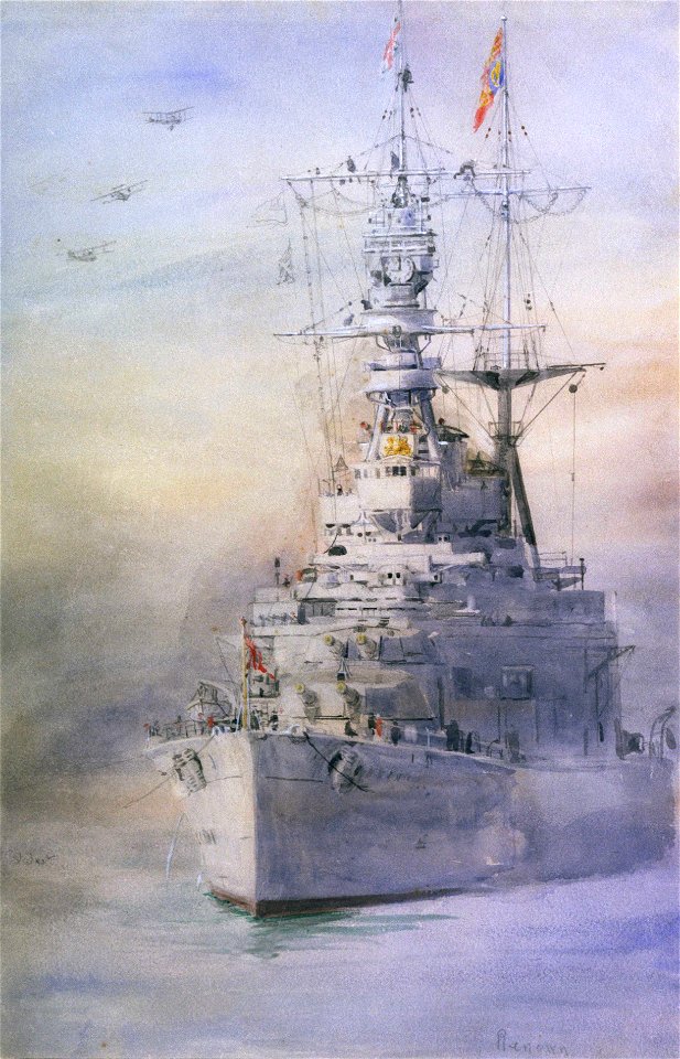 HMS 'Renown' leaving Portsmouth with HRH The Prince of Wales on board, 16 March 1920 RMG PW2133