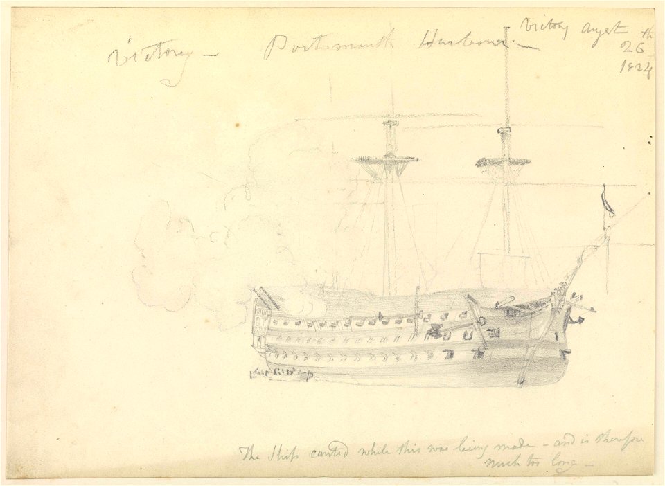 HMS 'Victory' in Portsmouth Harbour, 1824 RMG PZ0907