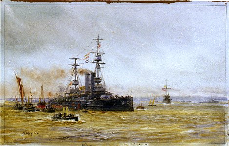 HMS 'Albion', battleship, as east-coast guardship, 1916 RMG PW1829