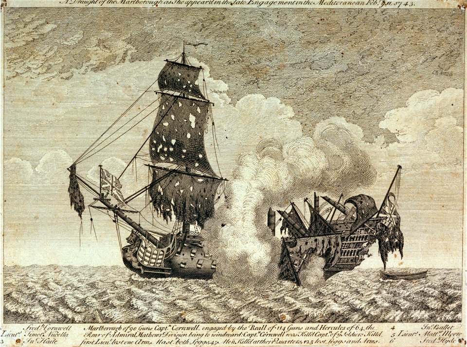 HMS Marlborough apres bataille de Toulon 1744 anonyme