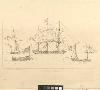 HM Yacht The Prince Regent and her ship's boat, Causand Bay Rigged Yacht, a Portsmouth Wherry and a pleasure yacht RMG PY0449