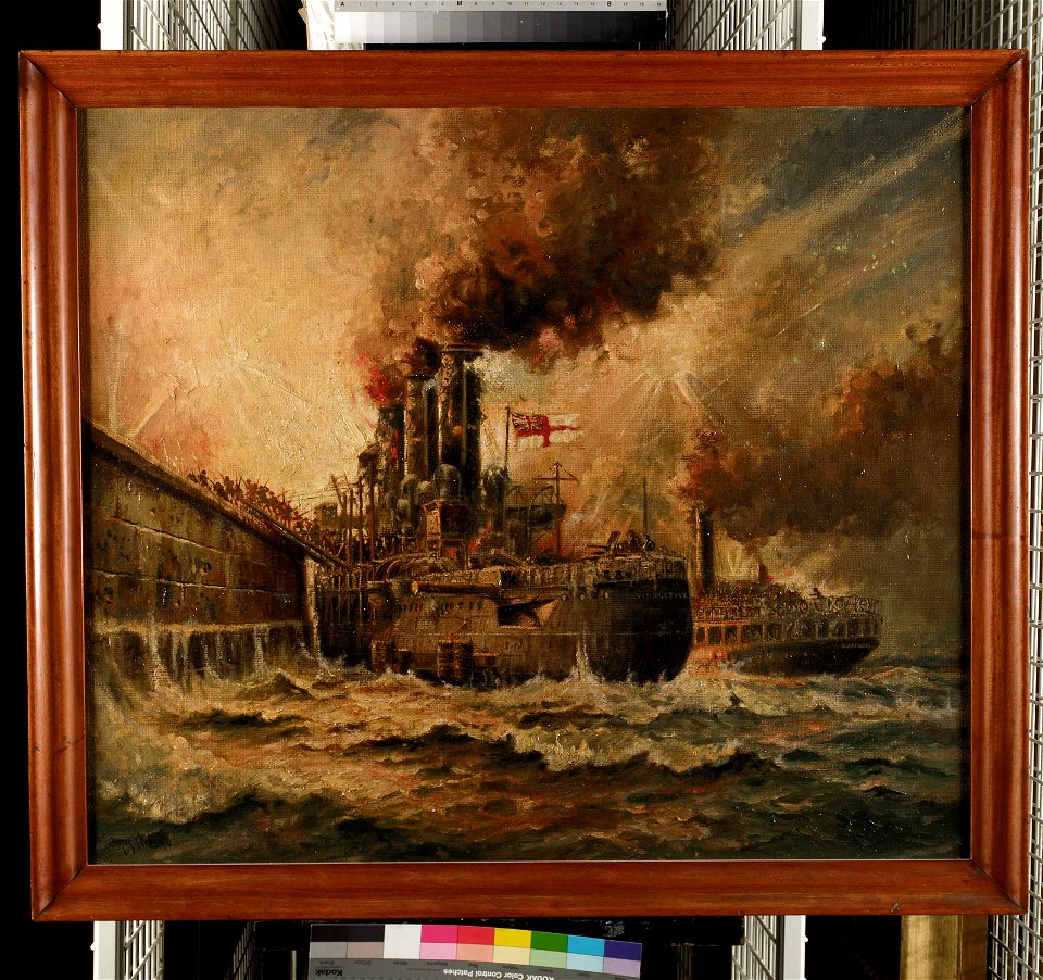 HMS 'Vindictive' at Zeebrugge, 23 April 1918 RMG BHC0669