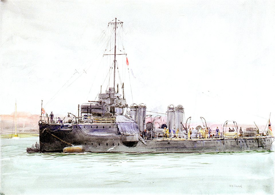 HMS 'Welland', with flags at half-mast RMG PW1854