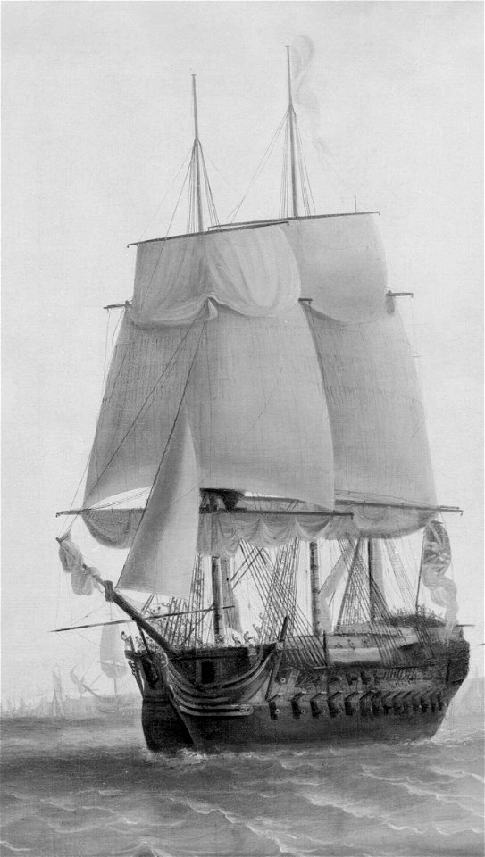HMS Carnatic off Plymouth, 18 August 1789 RMG B6883 (cropped)