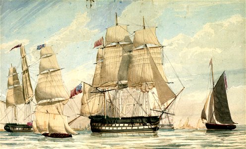 HMS 'Ganges', 8 August 1826, leaving Spithead RMG PU6126
