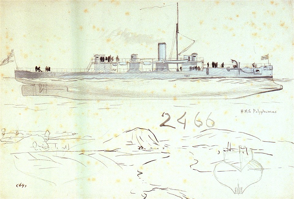 HMS 'Polyphemus' and other sketches RMG PV2621