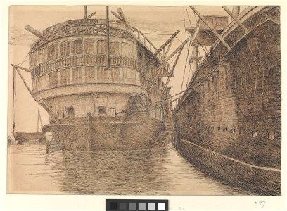 HMS 'Bellerophon' (1824) a hulk at Portsmouth Harbour RMG PW8038