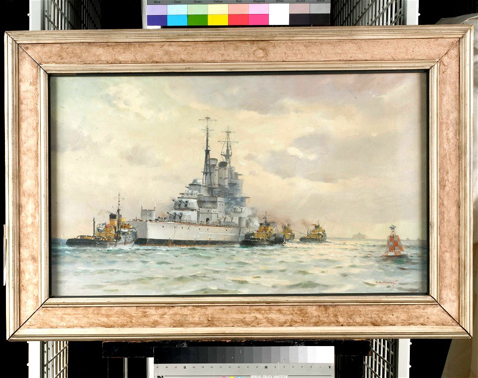 HMS Vanguard leaving Portsmouth for the breakers, 4 August 1960 RMG BHC0696