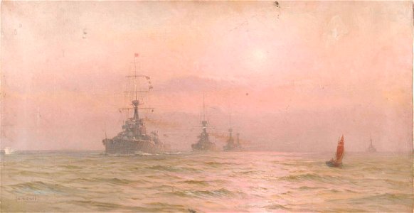 HMS 'Orion' leading the 2nd Battle Squadron of the Home Fleet, 1912-14 RMG BHC1345