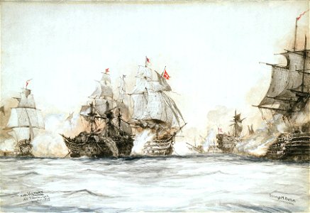 HMS Victory at Trafalgar, 21 Oct 1805 RMG PU5974