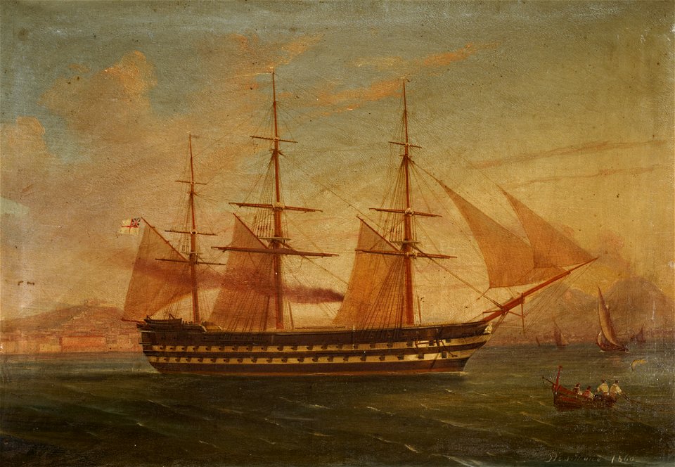 HMS Trafalgar at Naples 1860 NMM NMMG BHC3673