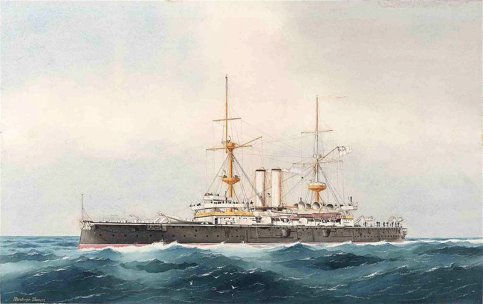 HMS Empress of India 1st class battleship 1893, foundered off Portland after being used as 'target' 1913 RMG PW7788