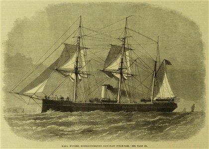 HMS Wyvern, Double-Turreted Iron-Clad Steam-Ram - ILN 1865. Free illustration for personal and commercial use.