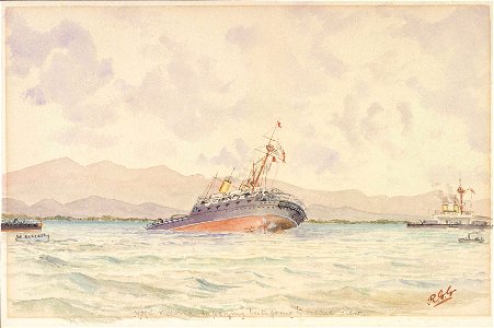 HMS Victoria capsizing boats going to rescue crew RMG PU6307