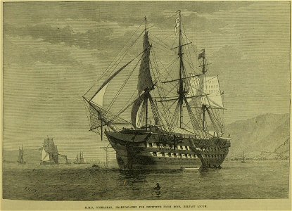 HMS Gibraltar, Training-Ship for Destitute Irish Boys, Belfast Lough - ILN 1873. Free illustration for personal and commercial use.