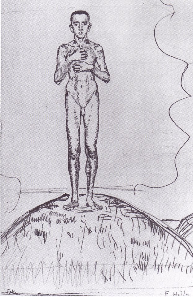 Hodler - Auf einem Hügel stehender Jünglingsakt - ca1901